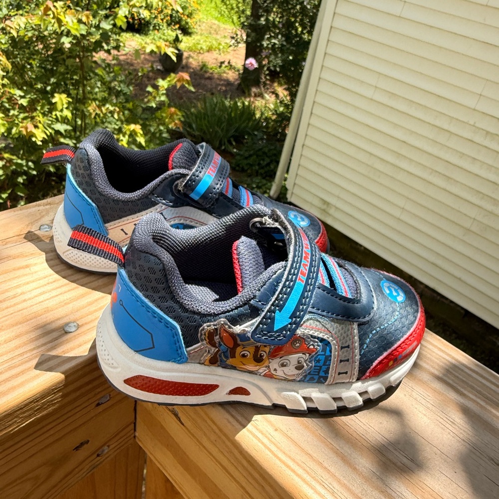 Paw Patrol Blue and Red Sneakers with Lace-up Closure and Sporty Design